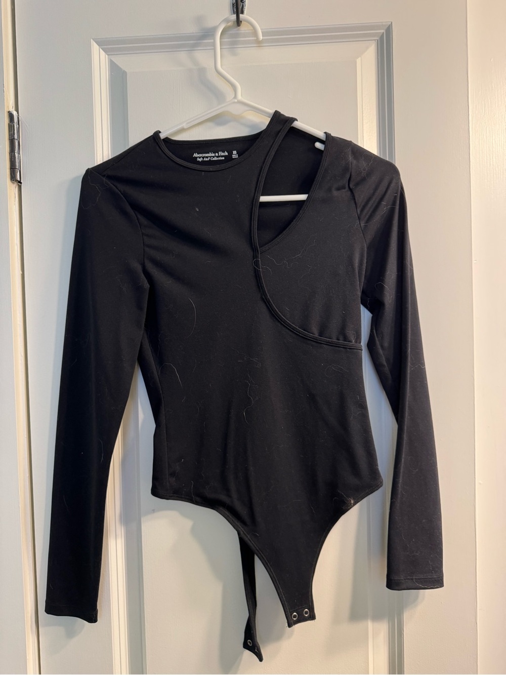 Abercrombie & Fitch Black Asymmetrical Cutout Long-Sleeve Bodysuit